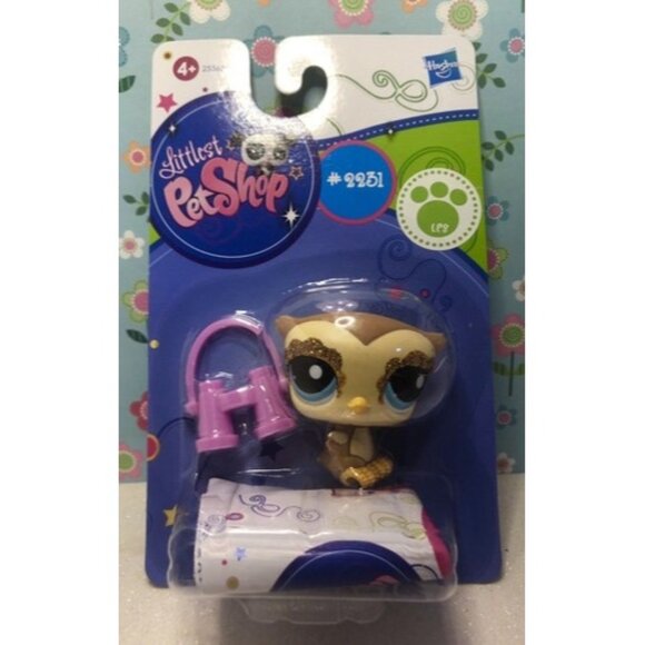 Authentic Littlest Pet Shop # 2231 NIB New Tan Brown Cream Glitter Owl Euro - Picture 1 of 2